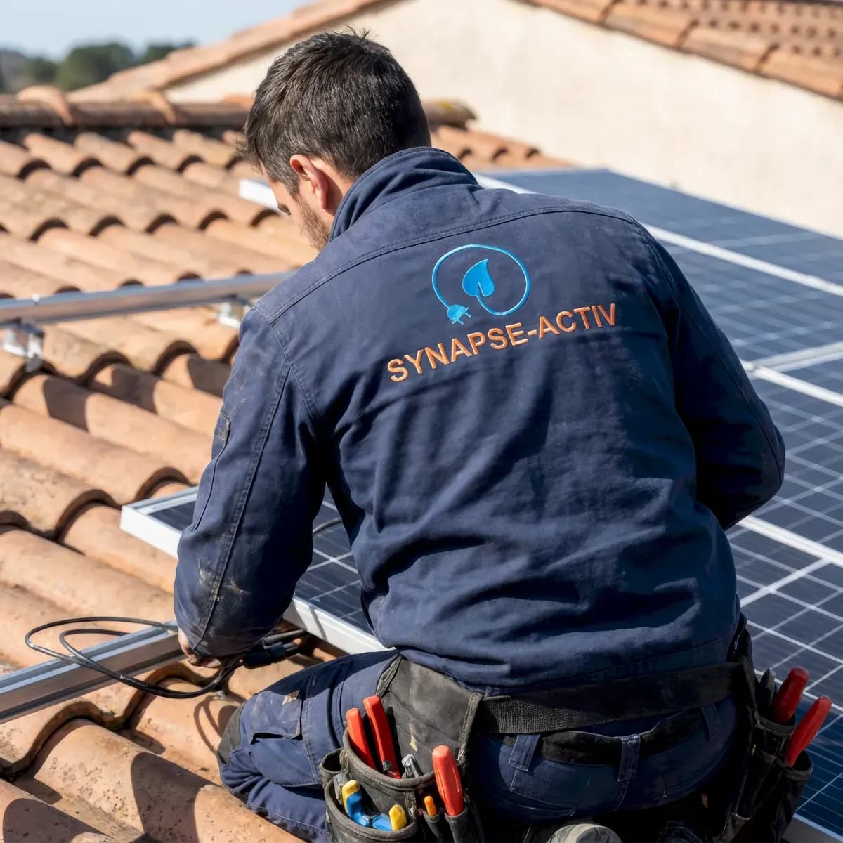 Technicien Synapse Activ sur un toit